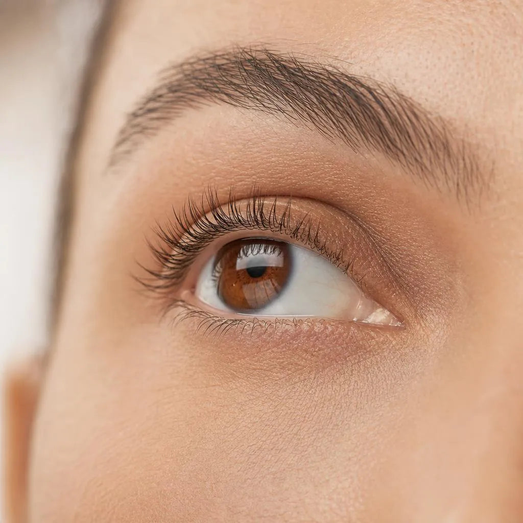 Illustration of an eye with bare natural lashes